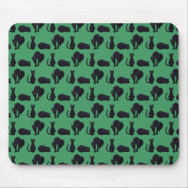 Blockschwarze Katzen Halloween Pixel Art Muster Mousepad