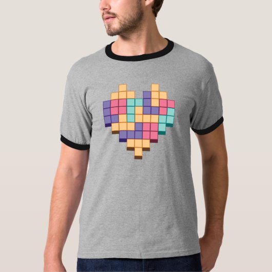 Blockspiel Herzschrittstil T-Shirt (Vorderseite)