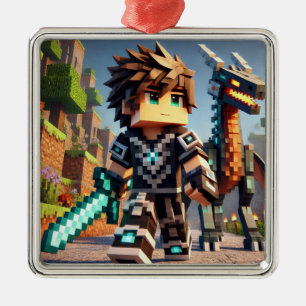 Blockstyle Dark Dragon Diamond Sword Ornament Aus Metall