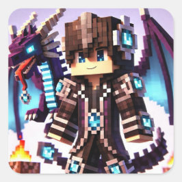 Blockstyle Dark Dragon Diamond Sword Quadratischer Aufkleber