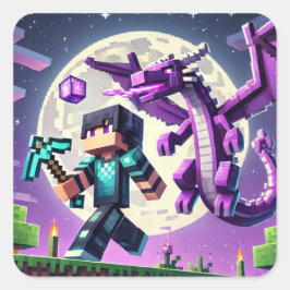 Blockstyle Dark Dragon Diamond Sword Quadratischer Aufkleber