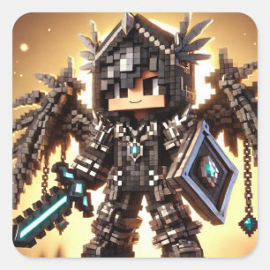 Blockstyle Dark Dragon Diamond Sword Quadratischer Aufkleber