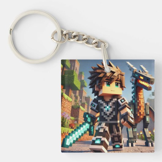 Blockstyle Dark Dragon Diamond Sword Schlüsselanhänger (Vorderseite)