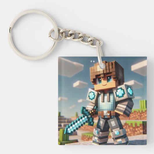 Blockstyle Dark Dragon Diamond Sword Schlüsselanhänger (Vorderseite)