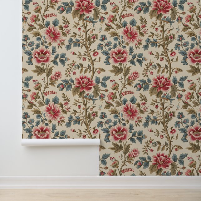 Blod Floral Viktorianisch old William Morris chint Tapete (Anwendung)
