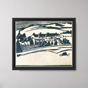 Blodgett House Woodcut Stretched Canvas Print Leinwanddruck