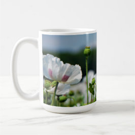 Bloemen veld, Papaver somneferum maanzaad bloem. Kaffeetasse