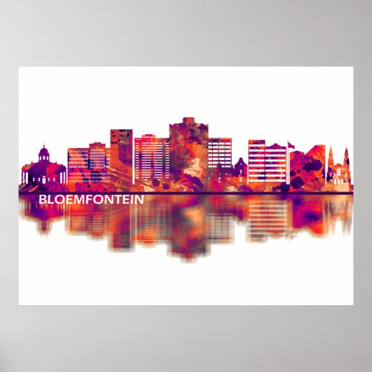 Bloemfontein Südafrika Skyline Poster (Vorne)