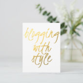 Bloggen mit Stil - Gold Script Postkarte (Stehend Vorderseite)