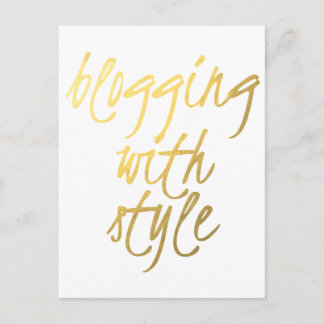 Bloggen mit Stil - Gold Script Postkarte