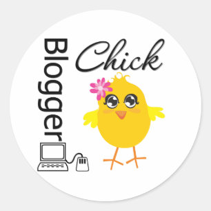 Blogger Chick Runder Aufkleber