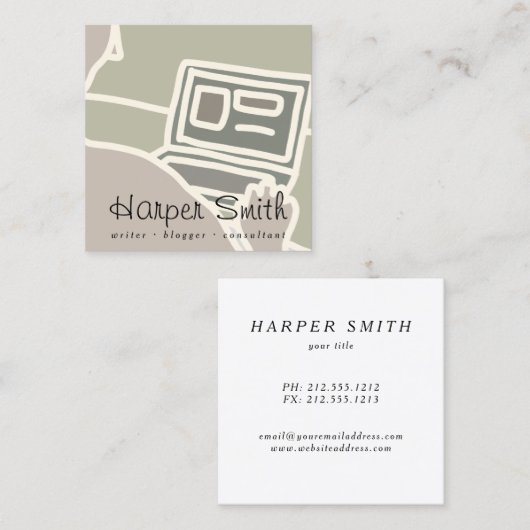 Blogger für Notebook-Computer Quadratische Visitenkarte (Vorne/Hinten)