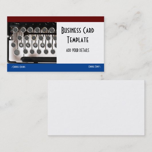 Blogger für Schreibmaschine Visitenkarte (Vorne/Hinten)