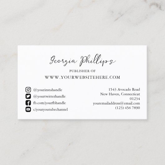 Blogger Influencer Content Creator Foto Social Visitenkarte (Vorderseite)