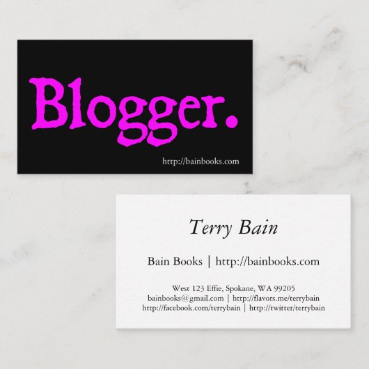 Blogger Visitenkarte (Vorne/Hinten)