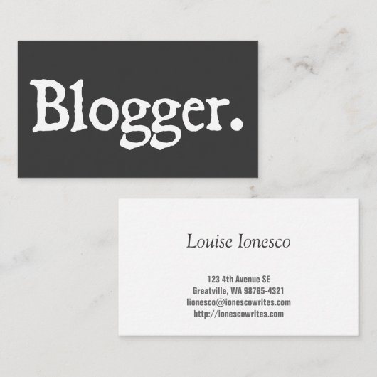 Blogger Visitenkarte (Vorne/Hinten)