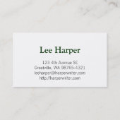 Blogger-weiße Beschriftung Visitenkarte (Rückseite)