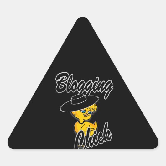 Blogging Chick #4 Dreieckiger Aufkleber (Vorderseite)