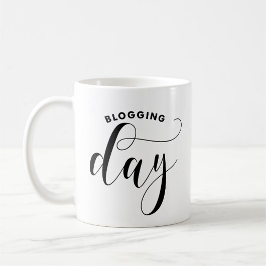 Blogging Day Black Modern Calligraphy Personalisie Kaffeetasse (Links)
