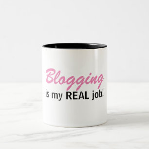 Blogging ist mein WIRKLICHER Job - Zweifarbige Tasse