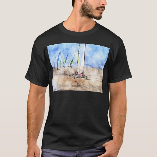 Blokart Rennläufer auf dem Strand T-Shirt (Vorderseite)