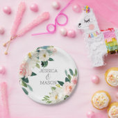 Bloms Floral Monogram Brautparty Paper Plate Pappteller (Party)
