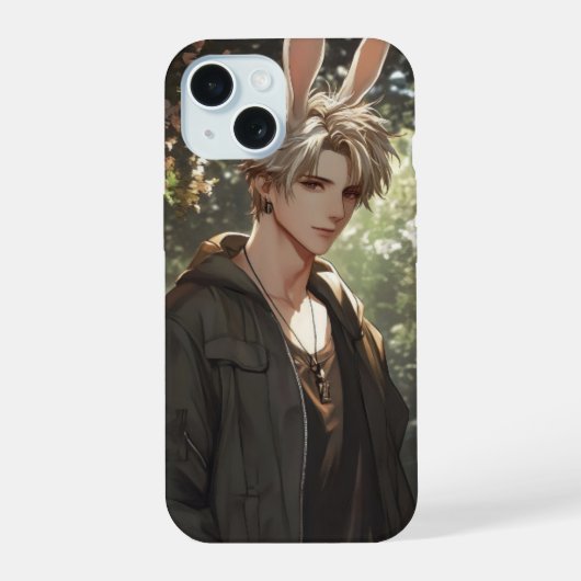 Blond Anime Bunny Boy iPhone 15 Hülle (Rückseite)