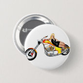 Blond auf einem Chopper Button (Vorne & Hinten)