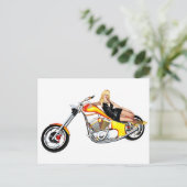 Blond auf einem Chopper Postkarte (Stehend Vorderseite)