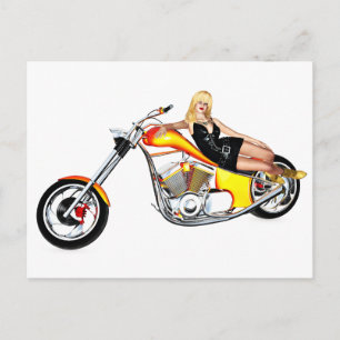 Blond auf einem Chopper Postkarte