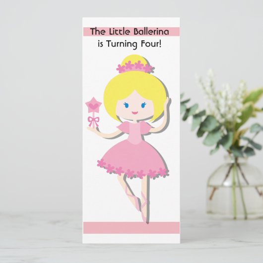 Blond Ballerina Custom zum Geburtstag Einladung (Stehend Vorderseite)