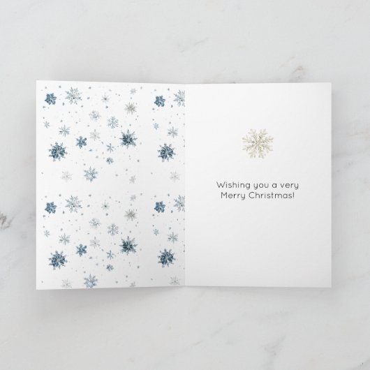 Blond Black Dress Snowflakes Christmas Karte (Innenseite)