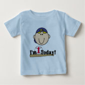 Blond Boy Baseball 1st Birthday Tshirts (Vorderseite)