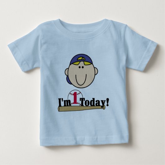 Blond Boy Baseball 1st Birthday Tshirts (Vorderseite)