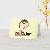 Blond Boy Baseball 3. Geburtstag Karte (Gelbe Blume)