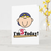 Blond Boy Baseball 5. Geburtstag Karte (Gelbe Blume)