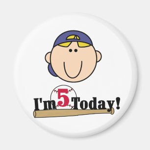 Blond Boy Baseball 5. Geburtstag Magnet