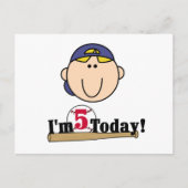 Blond Boy Baseball 5. Geburtstag Postkarte (Vorderseite)