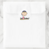 Blond Boy Baseball 5. Geburtstag Runder Aufkleber (Tasche)