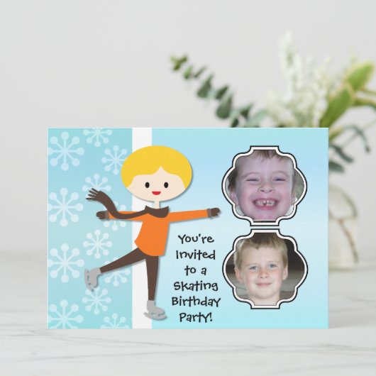 Blond Boy Birthday Skaten Party Einladung (Stehend Vorderseite)