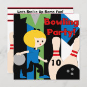 Blond Boy Bowling Party Einladungen (Vorne/Hinten)