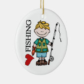 Blond Boy I Liebe Fischen Keramikornament (Rechts)
