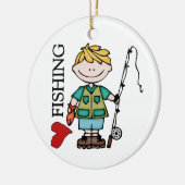 Blond Boy I Liebe Fischen Keramikornament (Links)
