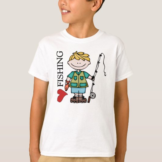 Blond Boy I Liebe Fischen T-Shirt (Vorderseite)