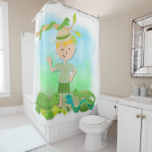 Blond Boy on Reptile Safari Wanderung Duschvorhang (Beispiel)