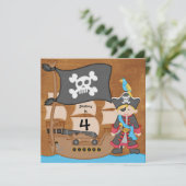 Blond Boy Pirate Schiff Custom Birthday Einladung (Stehend Vorderseite)