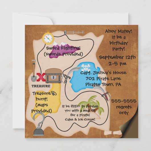 Blond Boy Pirate Schiff Custom Birthday Einladung (Rückseite)