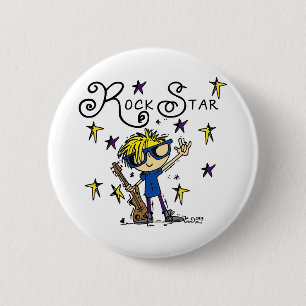 Blond Boy Rock Star Button