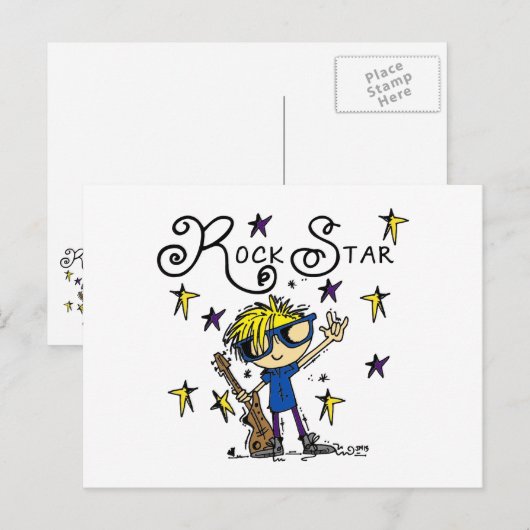 Blond Boy Rock Star Postkarte (Vorne/Hinten)
