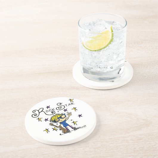 Blond Boy Rock Star Untersetzer (Seite)